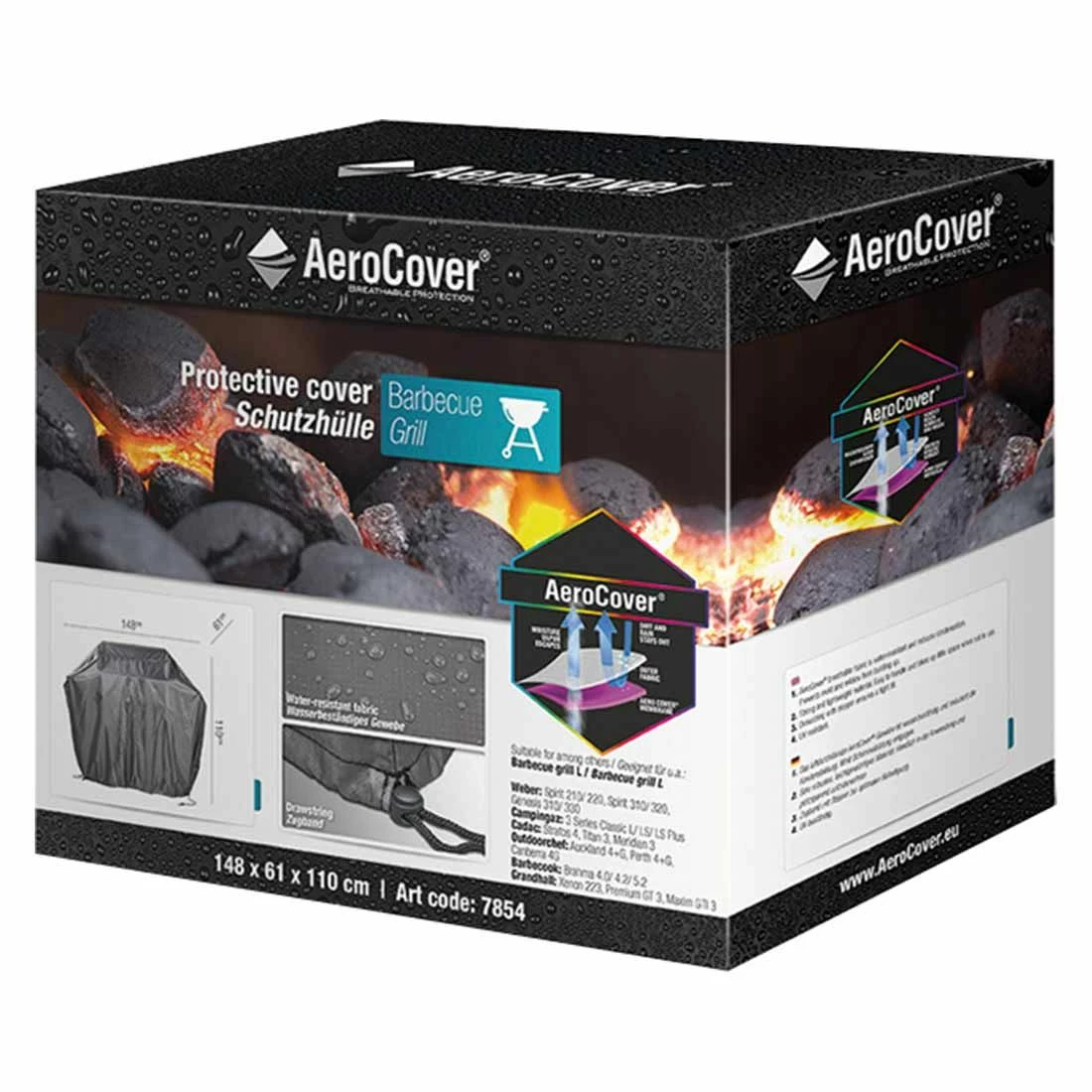 AeroCover Grillabdeckung 148x61x110cm Polyester Uni Anthrazit 7 AeroCover Grillabdeckung 148x61x110cm Polyester Uni Anthrazit – Bild 5